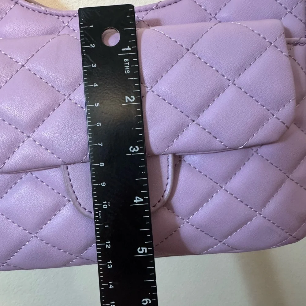 Lavender Quilted Chain Shoulder Bag - Picture 6 of 7